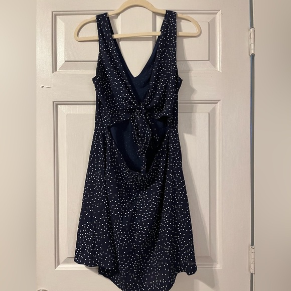 glam Navy and White Mini Polka Dot Dress | Size L - Picture 2 of 4